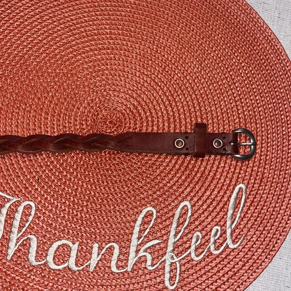 Vintage Braid Leather Belt Solid Brown Pants Belt Classic Round Pin Buckle Women